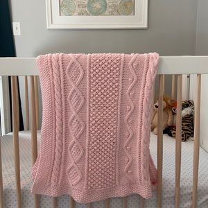 Last chance Handmade knit pink baby blanket